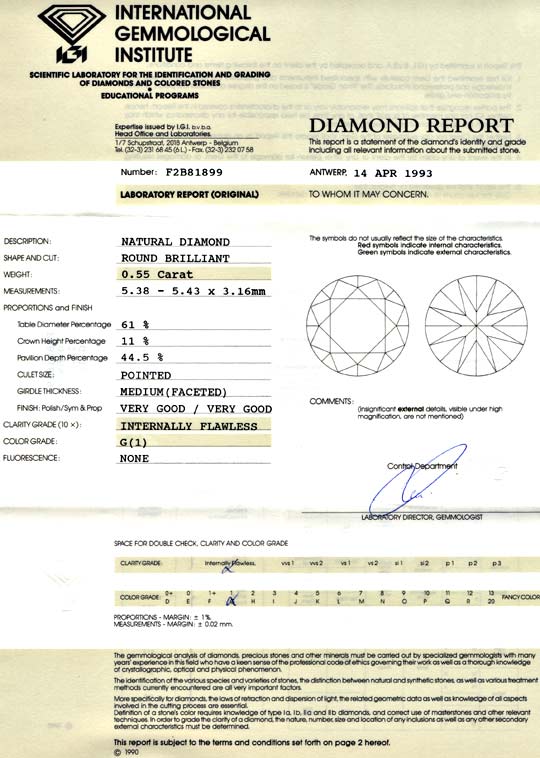 Foto 9 - Diamant IGI 0.55 Lupenrein Top Wesselton G VG/VG, D5665