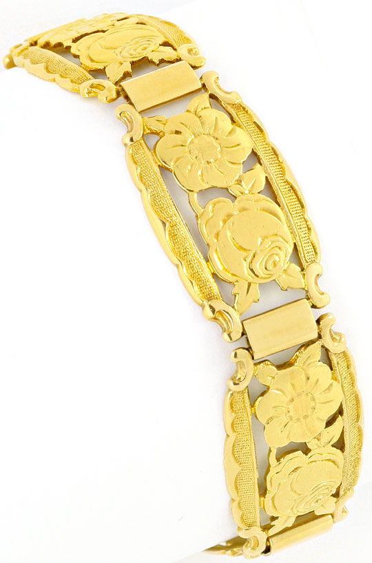 Foto 2 - Altes Goldarmband Floral Graviertes Muster Gelbgold 14K, K2476