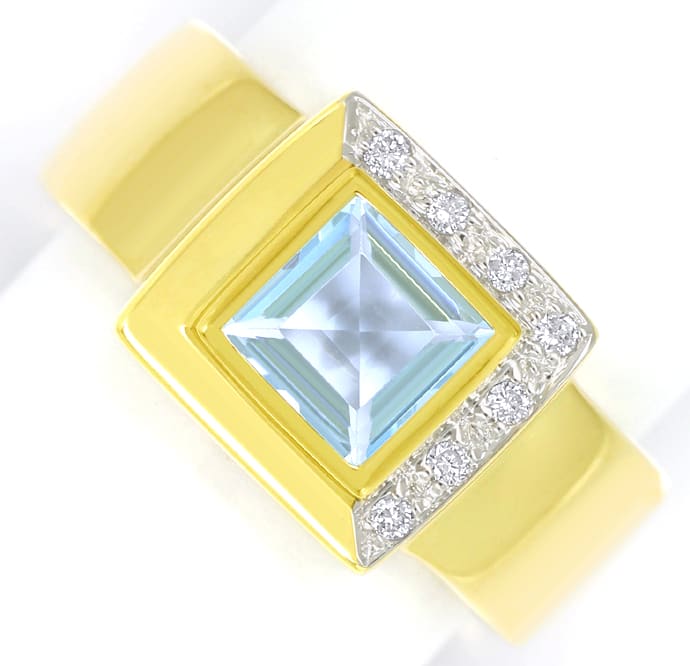 Foto 2 - Diamantring mit blauem Topas und Brillanten in Gelbgold, S1713